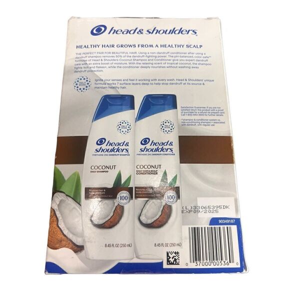 Head & Shoulders Coconut Daily Anti-Dandruff Shampoo & Conditioner 8.45 oz each - Picture 2 of 2
